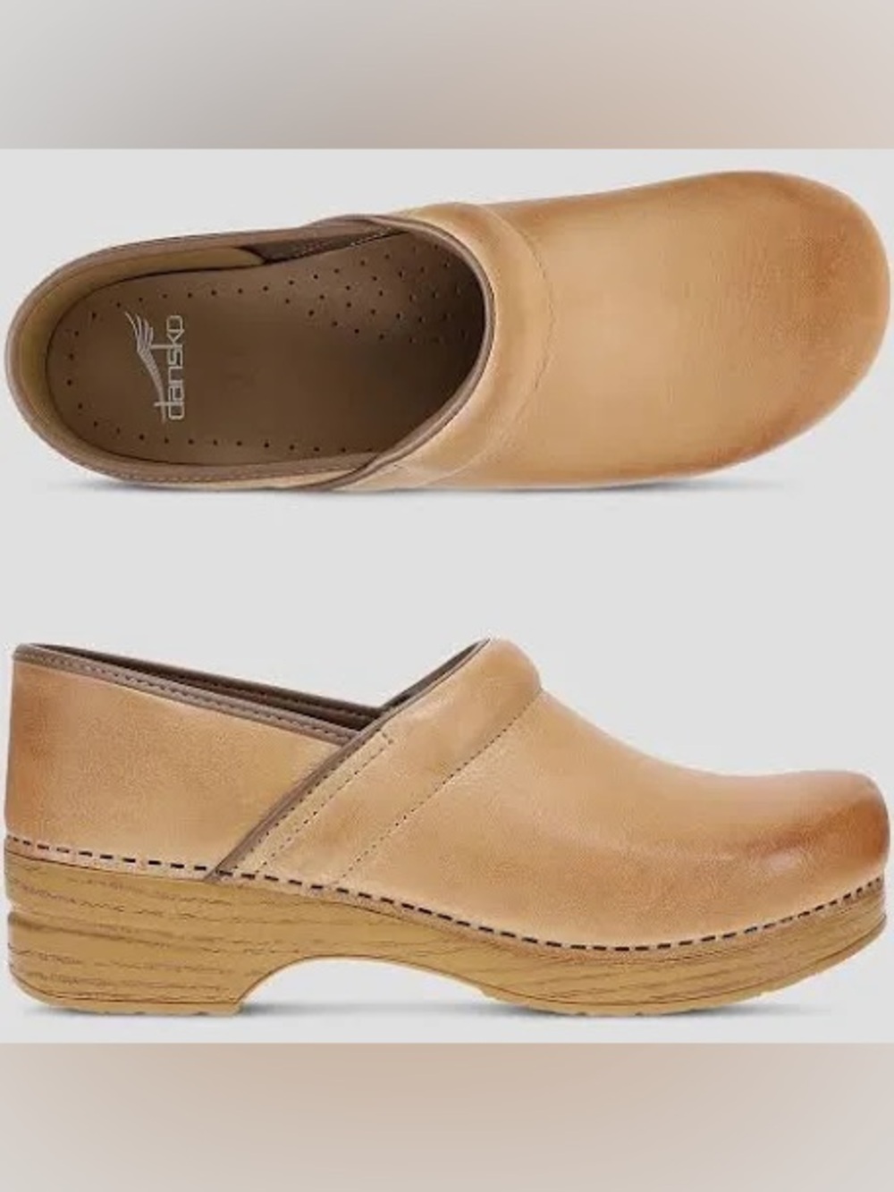 Dansko Professional Leather Clogs Honey Distressed Comfort Shoes Size 39 (8.5-9)